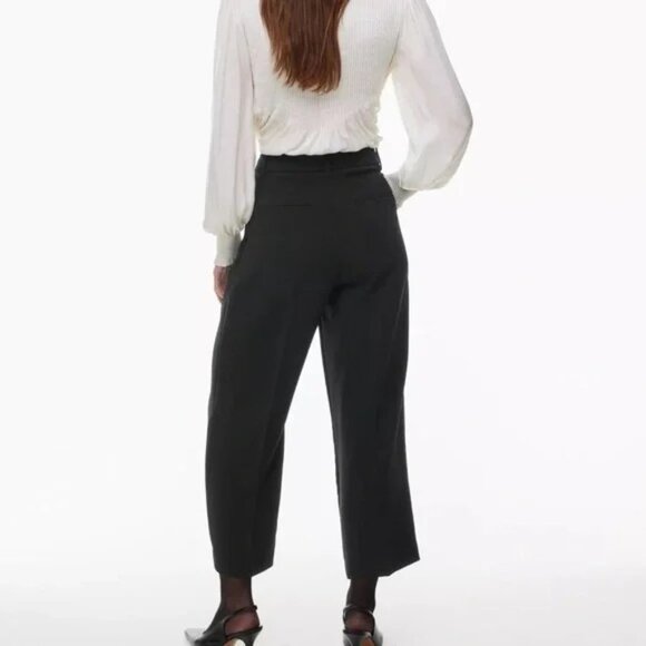 Aritzia Wilfred The Effortless Pant Cropped High-Rise Wide Leg Crepe 4 Black - Picture 2 of 11